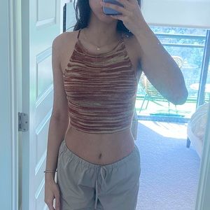 Knit halter crop top